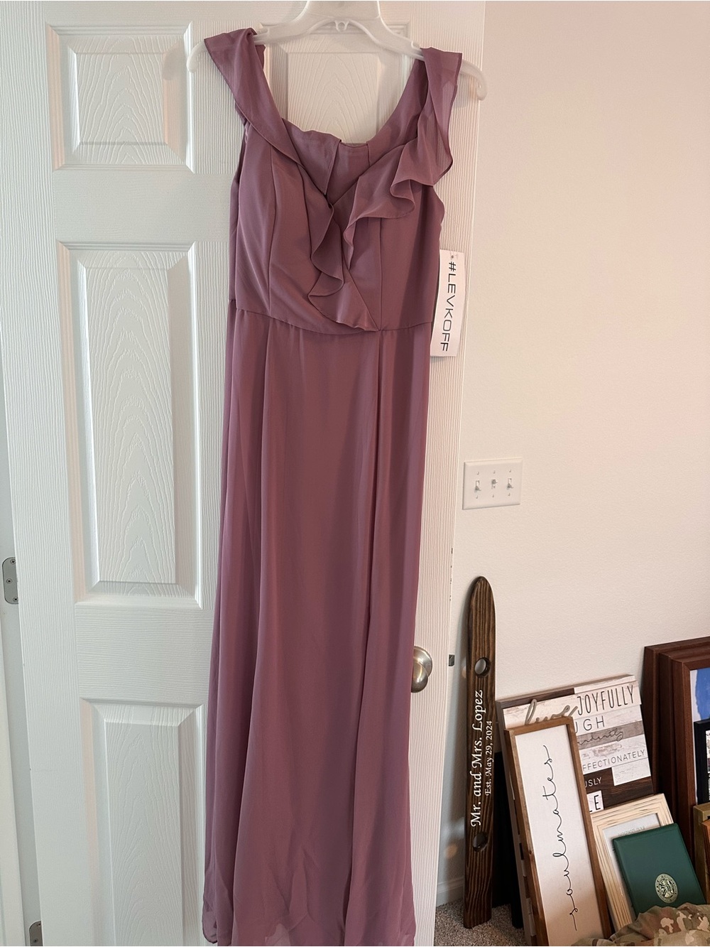 Lavender Ruffled Sleeveless Bridesmaids Dress